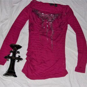 Miss Me large womens shirt  beaded pink tee top